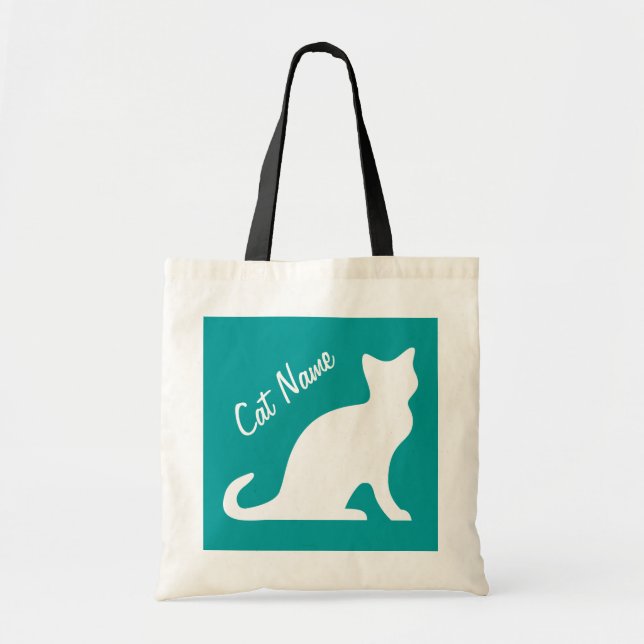 Cat tote bags | Personlig pet namn Tygkasse (Framsidan)