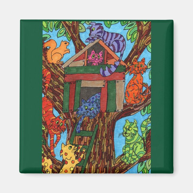 Cat Träd House Magnet (Framsidan)