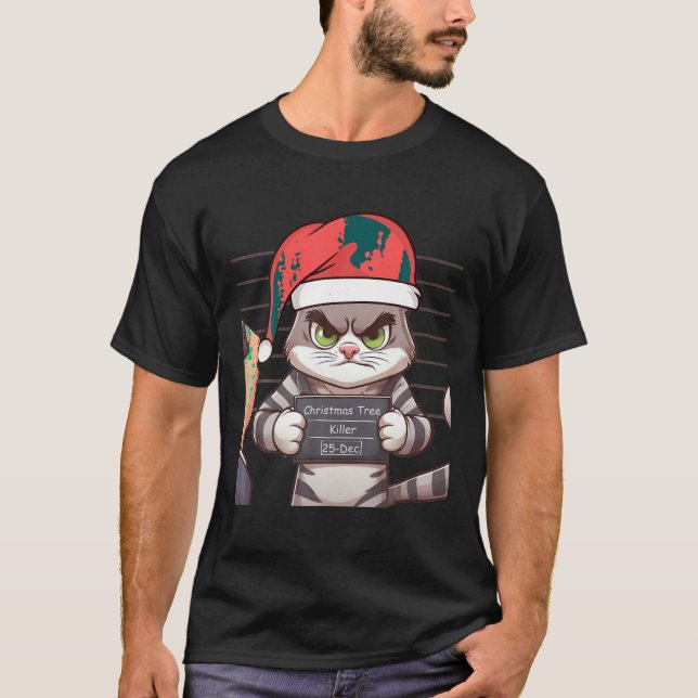 Cat Träd Killer Funny jul Jultomten T Shirt (Framsida)