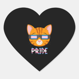 Cat Transgender Flagga Lgbt Hjärtformat Klistermärke