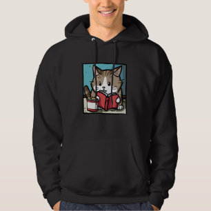 Cat Treats Älskare Kitten Pet Bok Reader Bookworm Hoodie