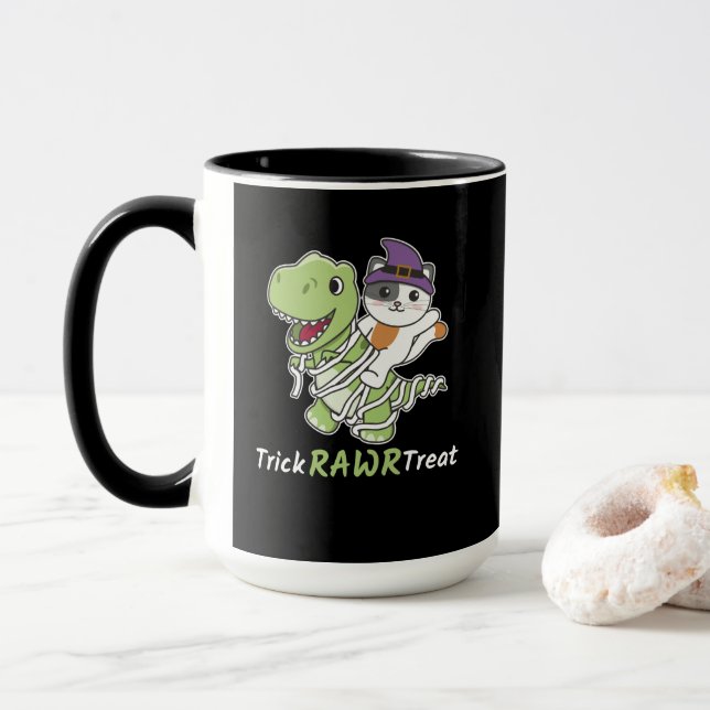 Cat Trick Rawr Treat T-rex Mummy Costume Mugg (Med munk)