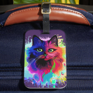 Cat Trippy Psychedelic Pop Art Bagagebricka
