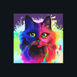 Cat Trippy Psychedelic Pop Art Canvastryck<br><div class="desc">Psychedelic Trippy Pop Art Cat Porträtt på färgfulla färgplattor. Original Vector IllustrationCopyright BluedarkArt TheChameleonArt.</div>