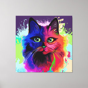 Cat Trippy Psychedelic Pop Art Canvastryck