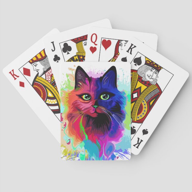 Cat Trippy Psychedelic Pop Art Casinokort (Baksidan)
