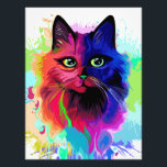 Cat Trippy Psychedelic Pop Art Fototryck<br><div class="desc">Psychedelic Trippy Pop Art Cat Porträtt på färgfulla färgplattor. Original Vector IllustrationCopyright BluedarkArt TheChameleonArt.</div>