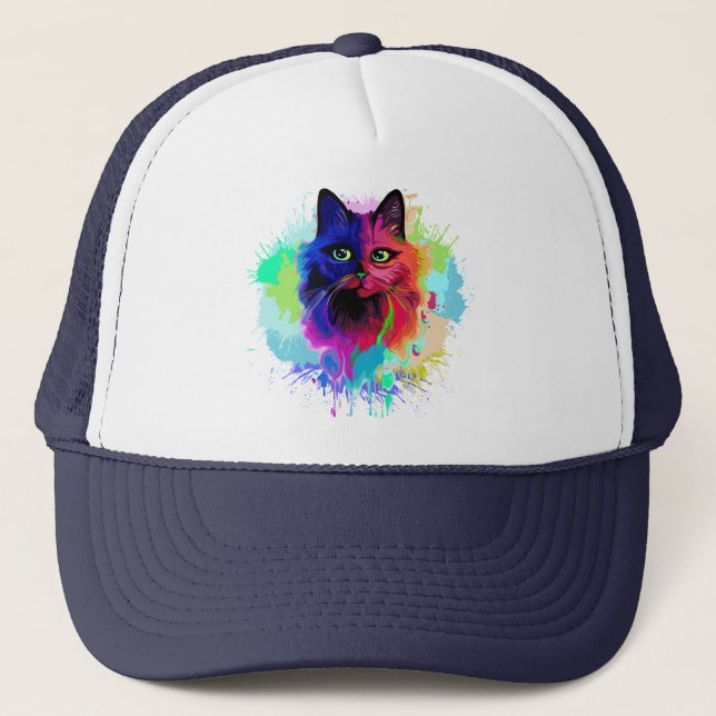 Cat Trippy Psychedelic Pop Art Keps (Framsida)