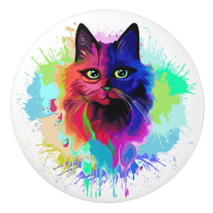 Cat Trippy Psychedelic Pop Art Knopp