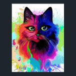 Cat Trippy Psychedelic Pop Art Poster<br><div class="desc">Psychedelic Trippy Pop Art Cat Porträtt på färgfulla färgplattor. Original Vector IllustrationCopyright BluedarkArt TheChameleonArt.</div>