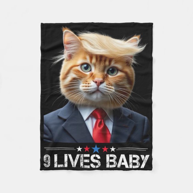 Cat Trump 9 Lives Ba1lustigt Trump Memb Fleecefilt (Framsidan)