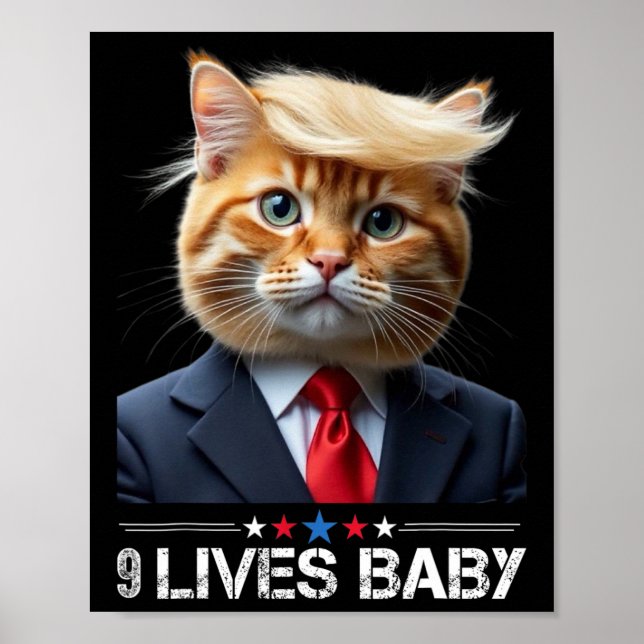 Cat Trump 9 Lives Ba1lustigt Trump Memb Poster (Framsidan)