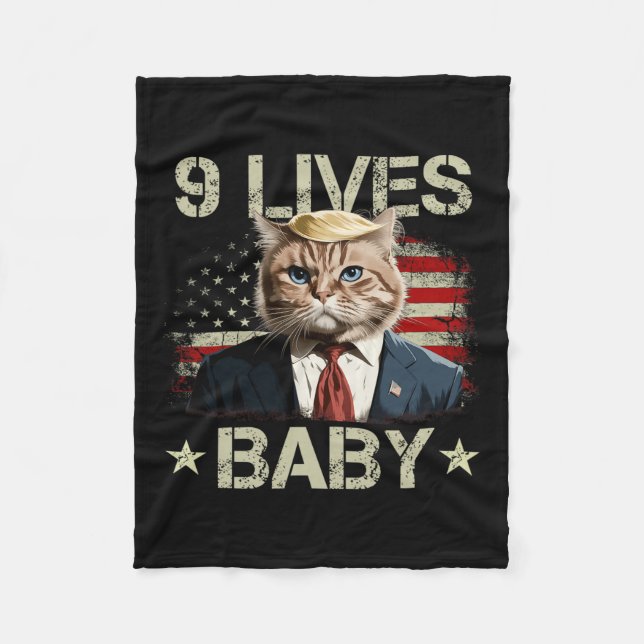 Cat Trump 9 Lives Ba Fleecefilt (Framsidan)