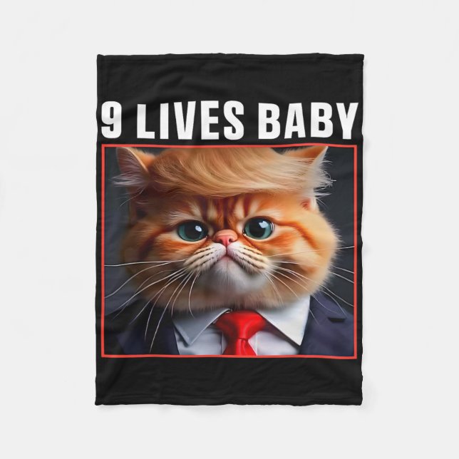 Cat Trump 9 Lives Ba Funny Trump Memb Fleecefilt (Framsidan)