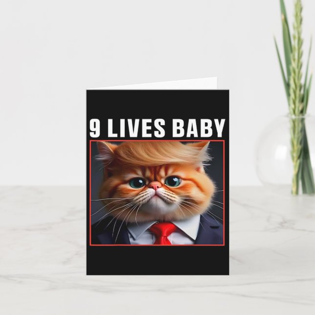 Cat Trump 9 Lives Ba Funny Trump Memb Kort (Framsida)