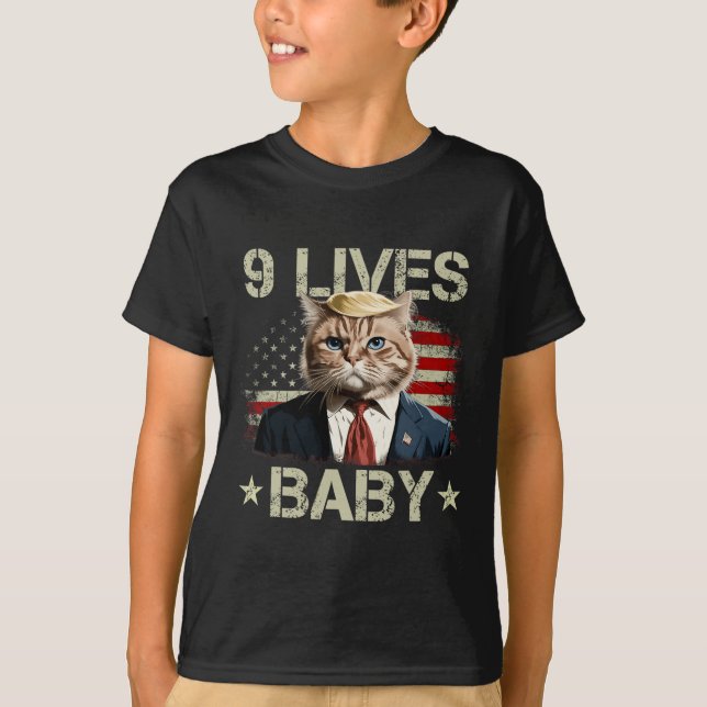 Cat Trump 9 Lives Ba T Shirt (Framsida)