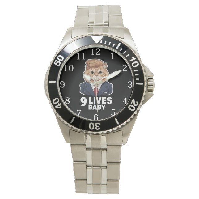 Cat Trump 9 Lives Baby Armbandsur (Framsida)