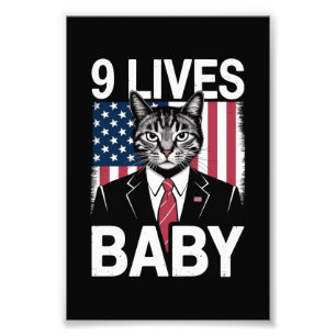Cat Trump 9 Lives Baby Funny Trump Cat Fototryck