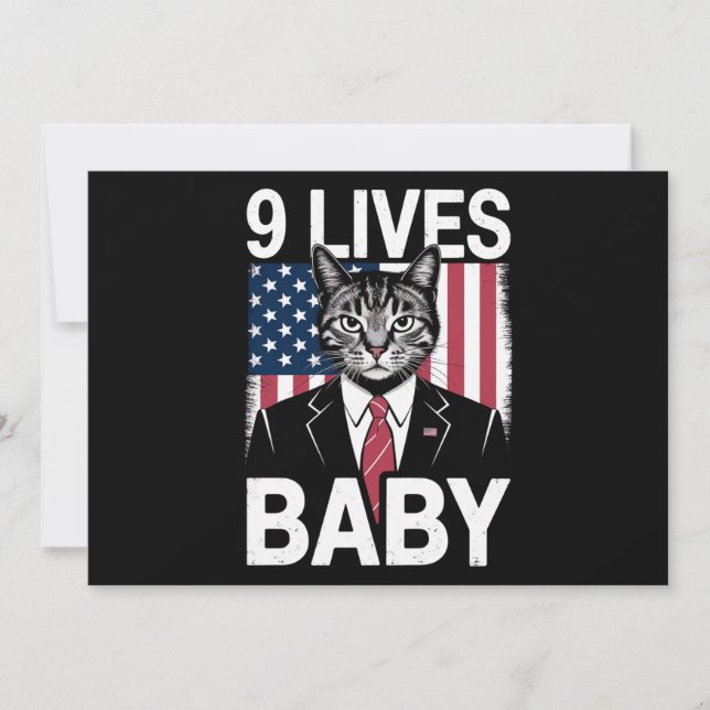 Cat Trump 9 Lives Baby Funny Trump Cat Inbjudningar (Framsida)