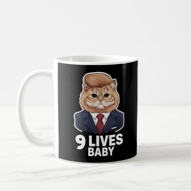 Cat Trump 9 Lives Baby Kaffemugg (Vänster)