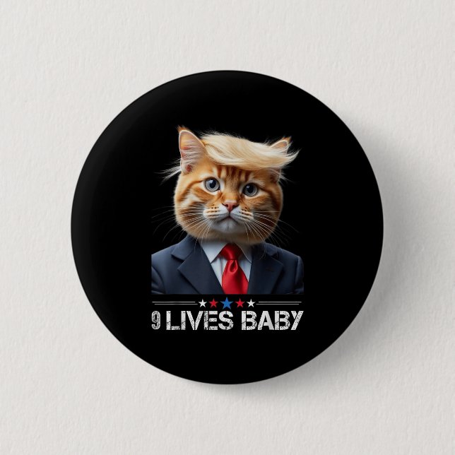 Cat Trump 9 Lives Baby Knapp (Framsida)