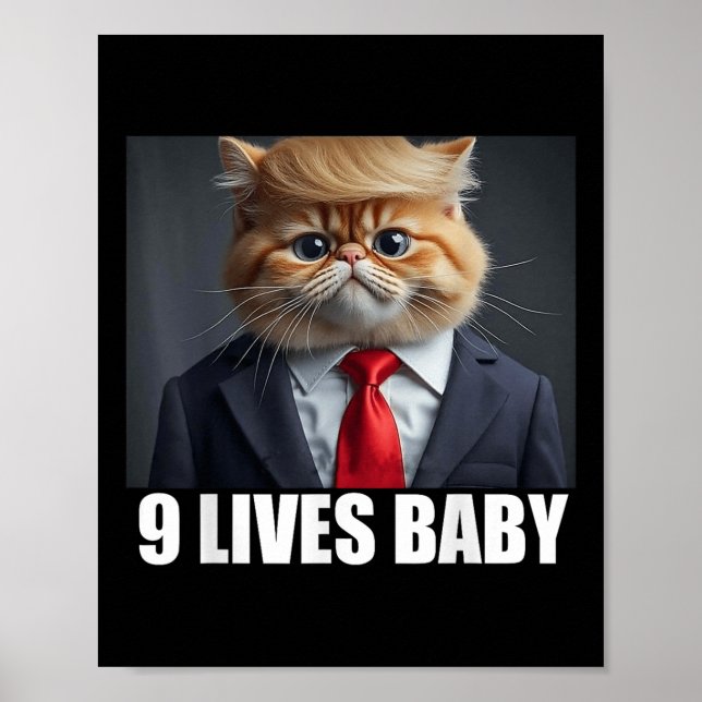 Cat Trump 9 Lives Baby Poster (Framsidan)