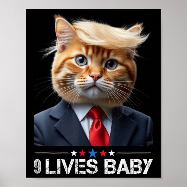 Cat Trump 9 Lives Baby Poster (Framsidan)