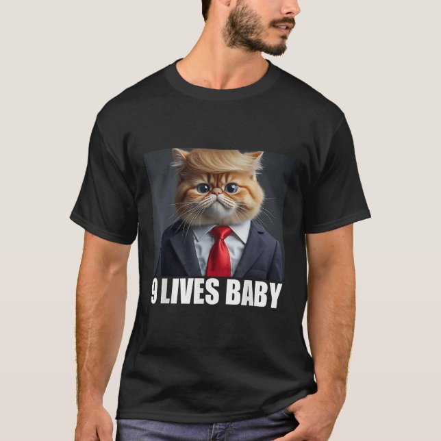 Cat Trump 9 Lives Baby T Shirt (Framsida)