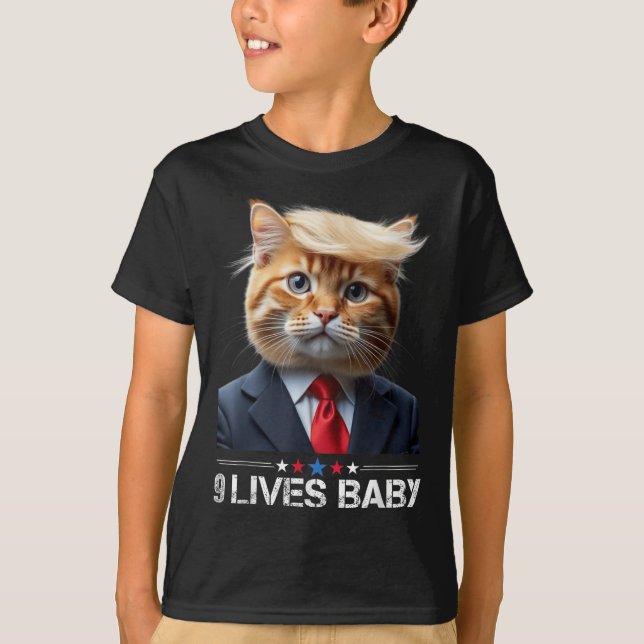 Cat Trump 9 Lives Baby T Shirt (Framsida)