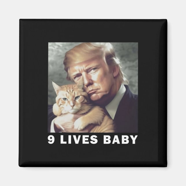 Cat Trump 9 Lives Baby Trump 2024 Win Victory Winn Magnet (Framsidan)