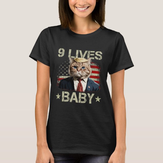 Cat Trump 9 Lives Baby Trump 2024 Win Victory Winn T Shirt (Framsida)
