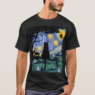 Cat Tshirt, Scary Natt Cat Tee, Van Gogh Gift, Ha T Shirt