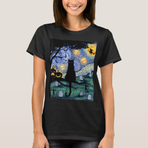 Cat Tshirt, Scary Natt Cat Tee, Van Gogh Gift, Ha T Shirt