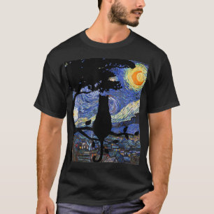 Cat Tshirt, Starry Night Cat Tee, Van Gogh Cat Gif T Shirt