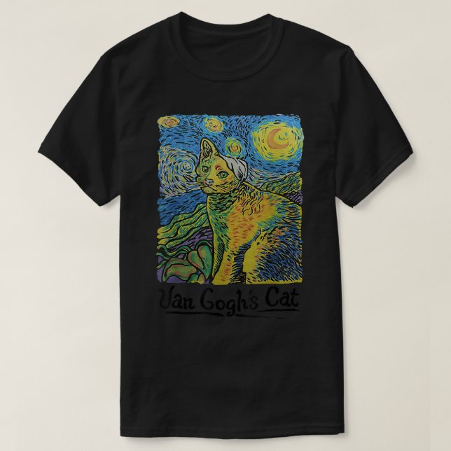 Cat Tshirt, Starry Night Cat, Womens Cat , Van Gog T Shirt (Design framsida)