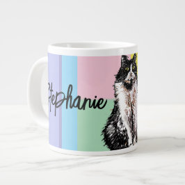 Cat Tuxedo Pastel Cats Womens Pastel Färg Jumbo Mugg