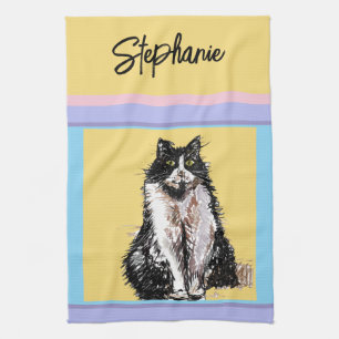 Cat Tuxedo Pastel Cats Womens Pastel Färg Kökshandduk