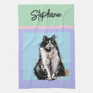 Cat Tuxedo Pastel Cats Womens Pastel Färg Kökshandduk
