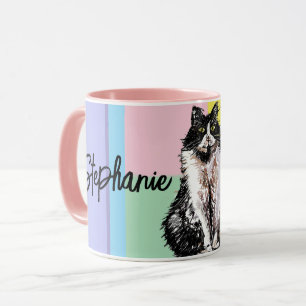 Cat Tuxedo Pastel Cats Womens Pastel Färg Mugg
