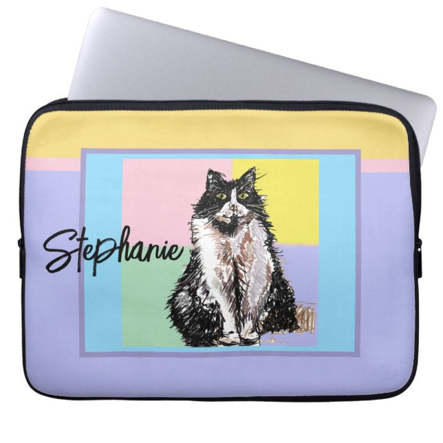 Cat Tuxedo Pastel Cats Womens Pastel Girls Pet Laptop Fodral (Framsidan)