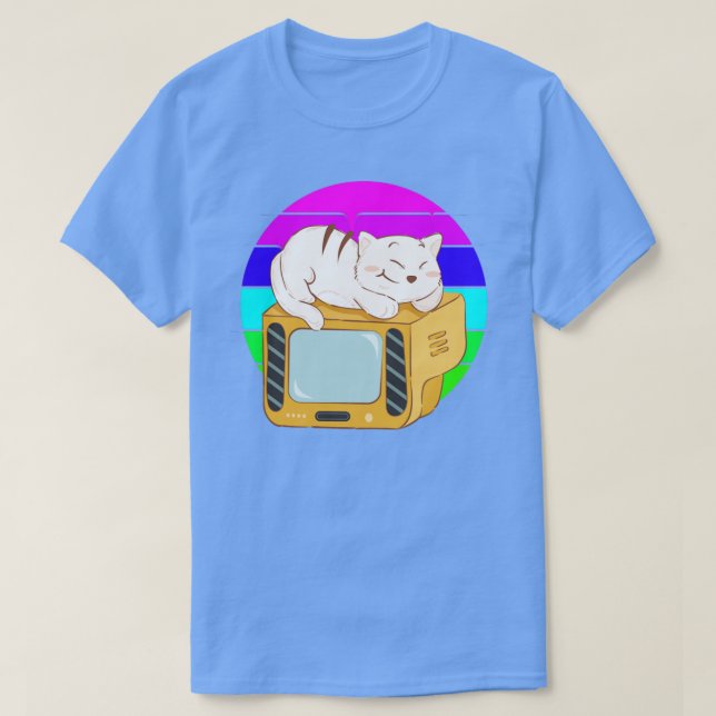 Cat Tv Sunset T Shirt (Design framsida)