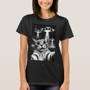 Cat UFO-fonens finniga invasionsnummer Retro Alien T Shirt