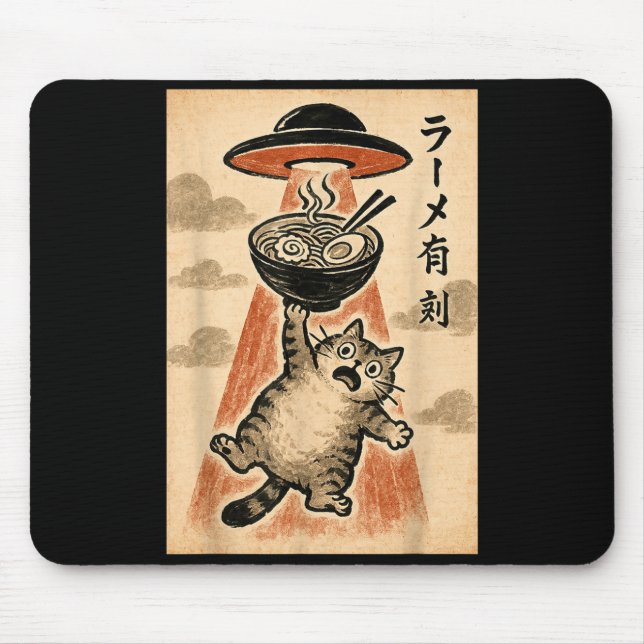 Cat Ufo Ramen Funny Japanese Anime Men Women Teen  Musmatta (Framsidan)