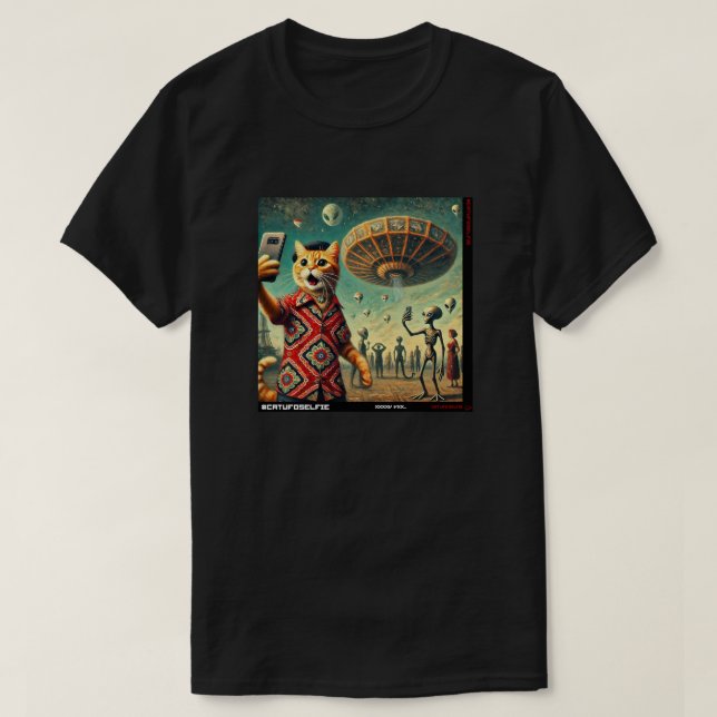 Cat UFO Selfie: Gift från kattens nummer 01 T Shirt (Design framsida)