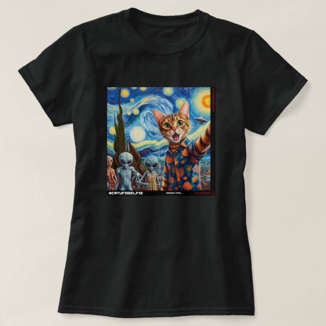 Cat UFO Selfie: Gift från kattens nummer 01 T Shirt (Design framsida)