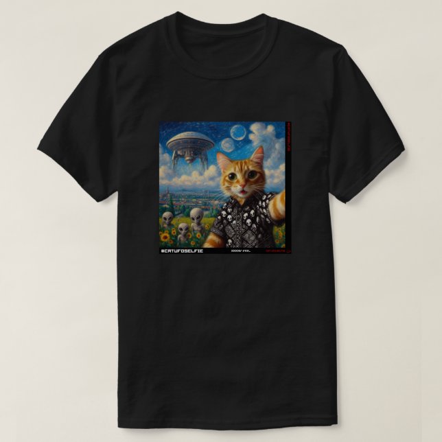 Cat UFO Selfie: Gift från kattens nummer 04 T Shirt (Design framsida)