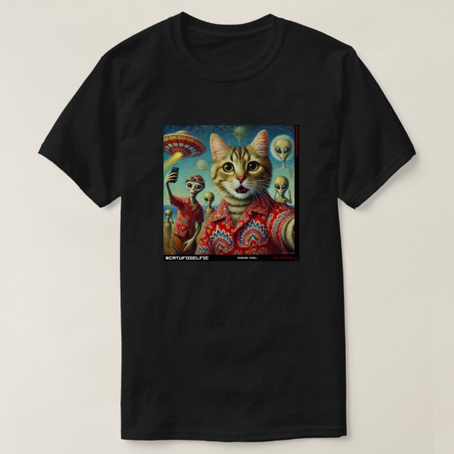 Cat UFO Selfie: Gift från kattens nummer 05 T Shirt (Design framsida)