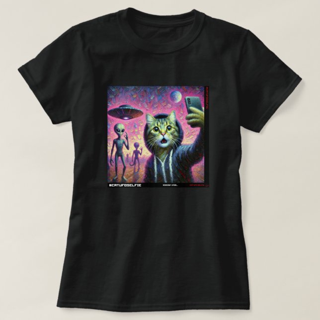Cat UFO Selfie: Gift från kattens nummer 05 T Shirt (Design framsida)