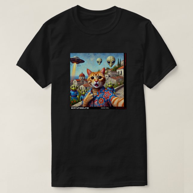 Cat UFO Selfie: Gift från kattens nummer 10 T Shirt (Design framsida)