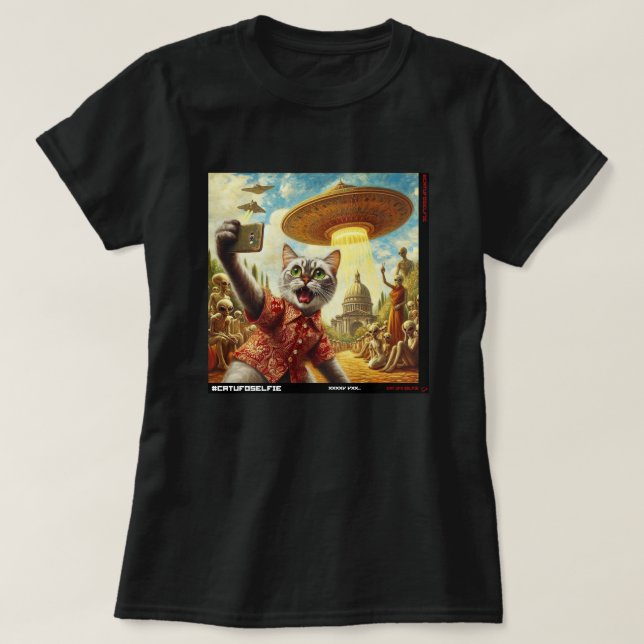 Cat UFO Selfie: Gift från kattens nummer 10 T Shirt (Design framsida)